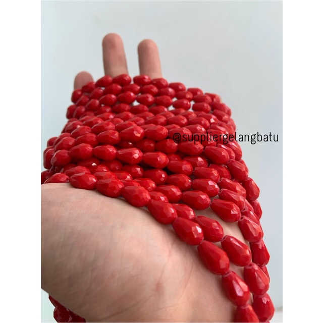 kristal Tetes ceko 13mm x 8mm RED DOFF merah beads crystal PREMIUM