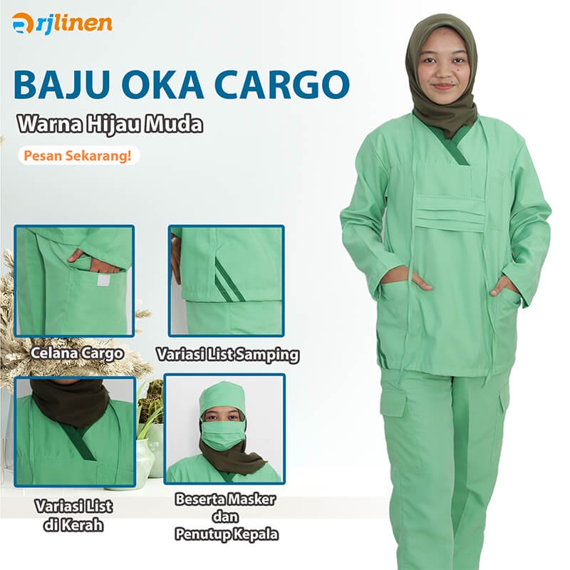 Setelan Seragam Baju Oka Cargo Wanita Lengan Panjang RJLINEN