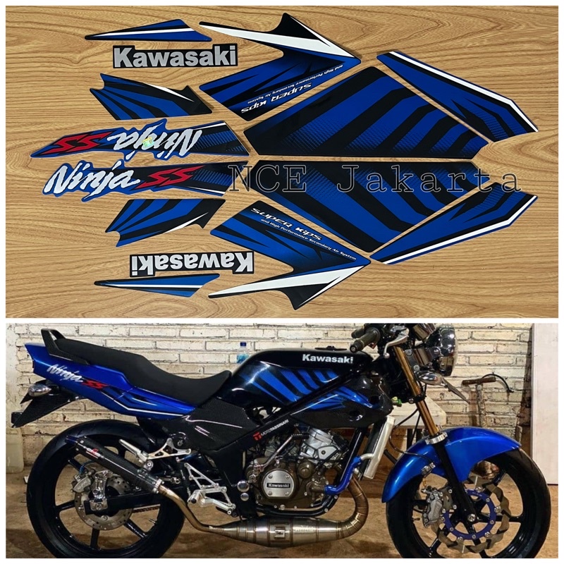 STIKER STRIPING MOTOR NINJA SS 2014 BIRU HITAM