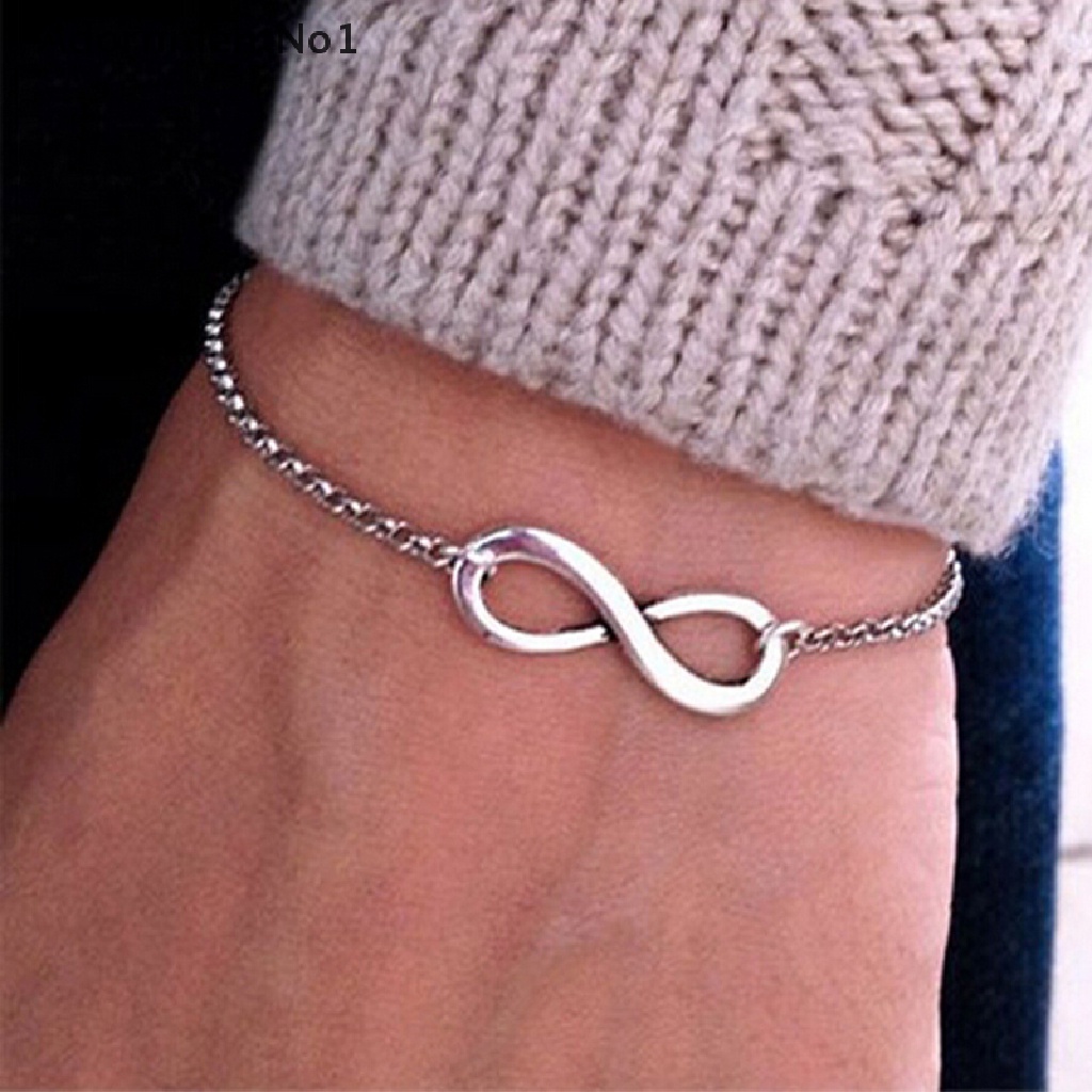 (AdornmentNo1) Gelang Tangan Rantai Motif Salib + Infinity Warna Gold / Silver Untuk Perhiasan Wanita