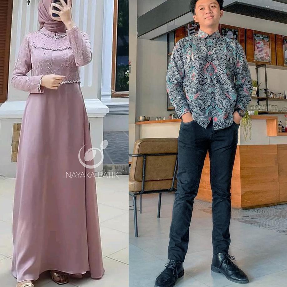 ((REKOMENDASI)) [COUPLE SPESIAL BAJU LEBARAN] COUPLE GAMIS TIARA MAXI DRESS TULLE MUTIARA - GAMIS CO