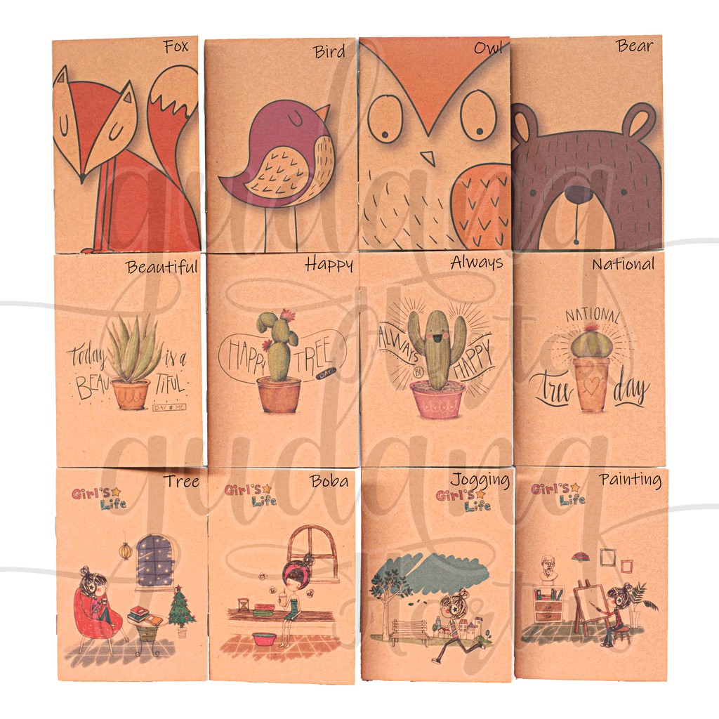 

Notebook Mini Vintage Girl Cactus Animal Buku Tulis Catatn Kecil DIY Scrapbook GH 308322
