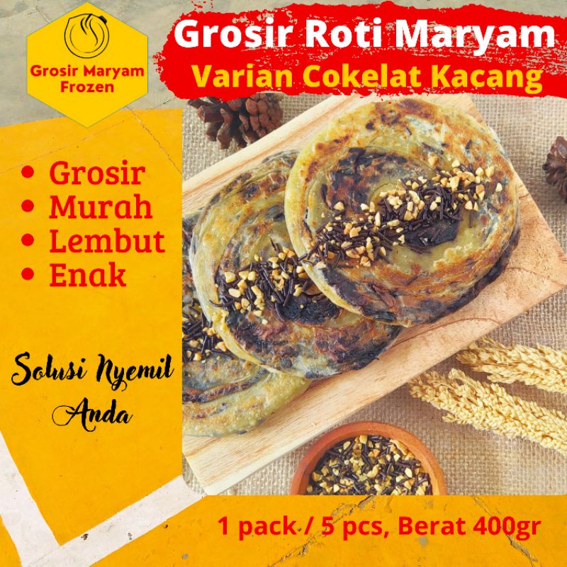 

ROTI MARYAM / COKELAT KACANG / ROTI CANAI / CANE / FROZEN FOOD / GROSIR / MAKANAN BEKU / CAMILAN SNACK / 1 PACK 5 PCS / MURAH / SURABAYA