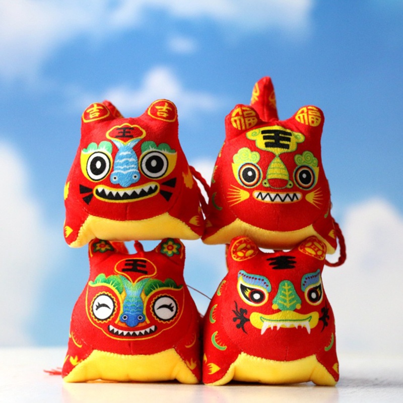 Mary 12/8cm Shio Harimau Mewah Untuk Boneka Gaya Cina Kain Harimau Liontin Gantungan Kunci Dekorasi Imlek Anak