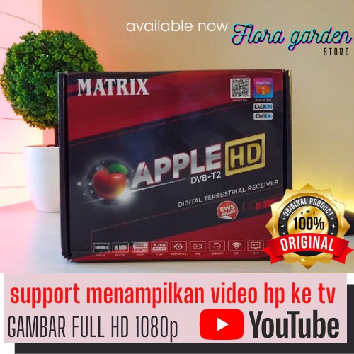 set top box STB DVB-T2 matrix apple HD tv receiver antena tv digital support dari hp ke tv HD1080p