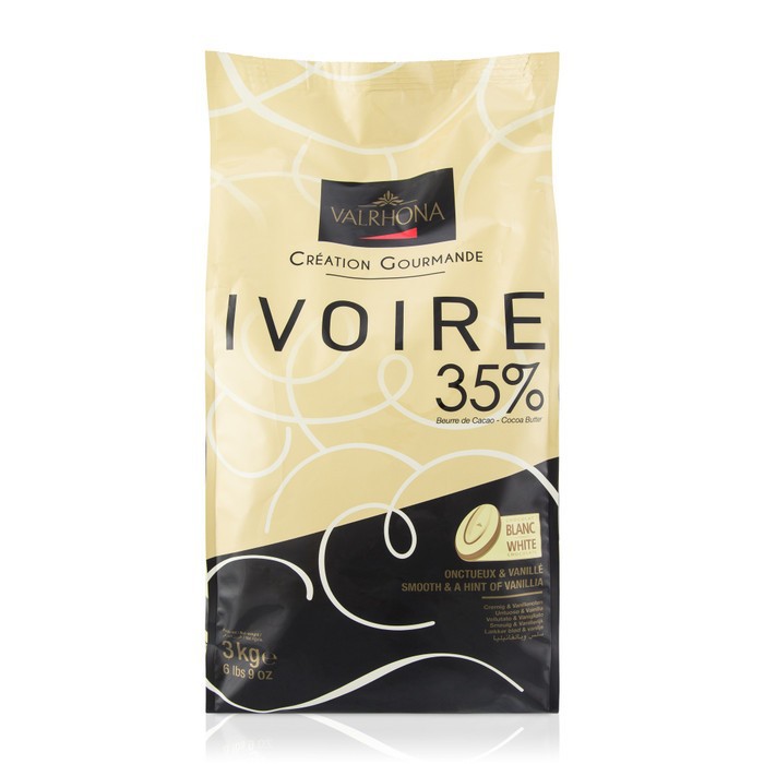 

Valrhona Ivoire White Chocolate Couverture Coklat Coin Putih Kemasan Repack 250gr