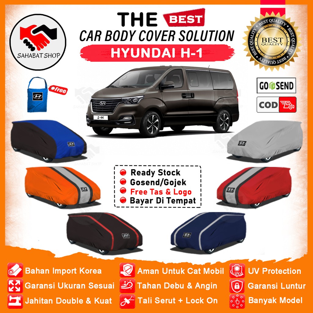 Sahabat Body Cover Mobil H1 / Sarung Penutup Hyundai H-1 Outdoor / Selimut Mantel Tutup Pelindung Pembungkus Jas Kerudung Mantol Terpal Kelambu Kerodong Tutupan Bungkus Mobil H1 Waterproof Anti Air Model Orange