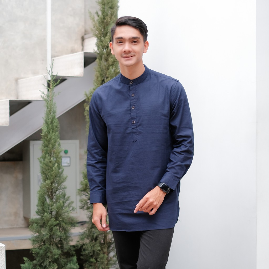 SANVANINA F-02C Long Kurta Sultan Navy | Baju Kurta Sultan Lengan Panjang
