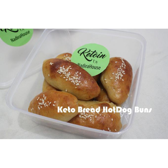 

Keto Bread Roti Ketofy Hotdog Buns mini (bentuk memanjang tanpa isi)