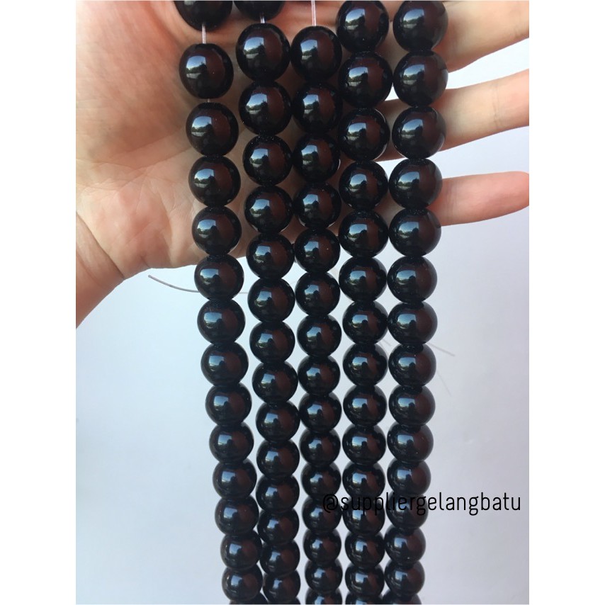 bahan batu black onyx hitam 16mm kilap aksesoris fashion besar craft aksesoris fashion batu alam