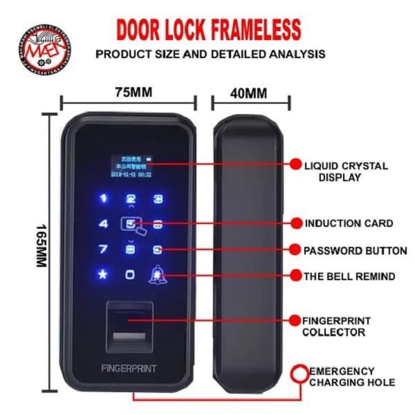 New Arrival - Kunci Pintu Digital / Digital Door Lock / Finger Print / Sidik Jari - Sliding Door