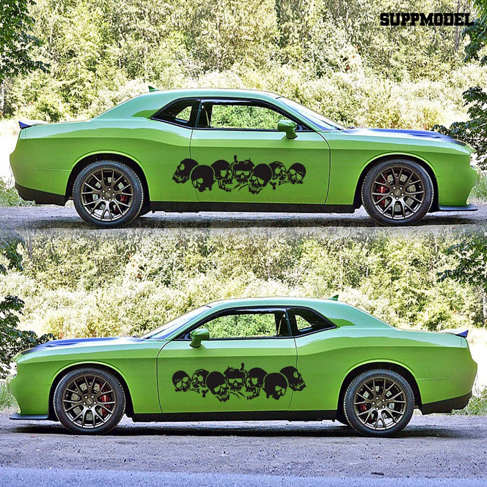 Car 2Pcs Stiker Decal Motif Tengkorak Bahan PVC Untuk Dekorasi Pintu Mobil