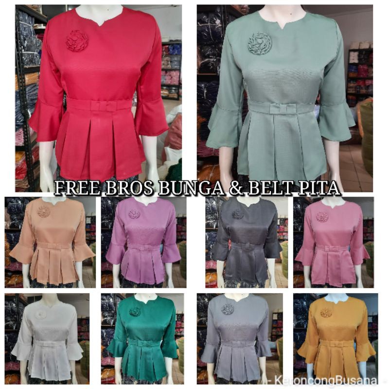 (Bl18Tr) Atasan blus BALOTELI tangan  7/8 TEROMPET KeroncongBusana