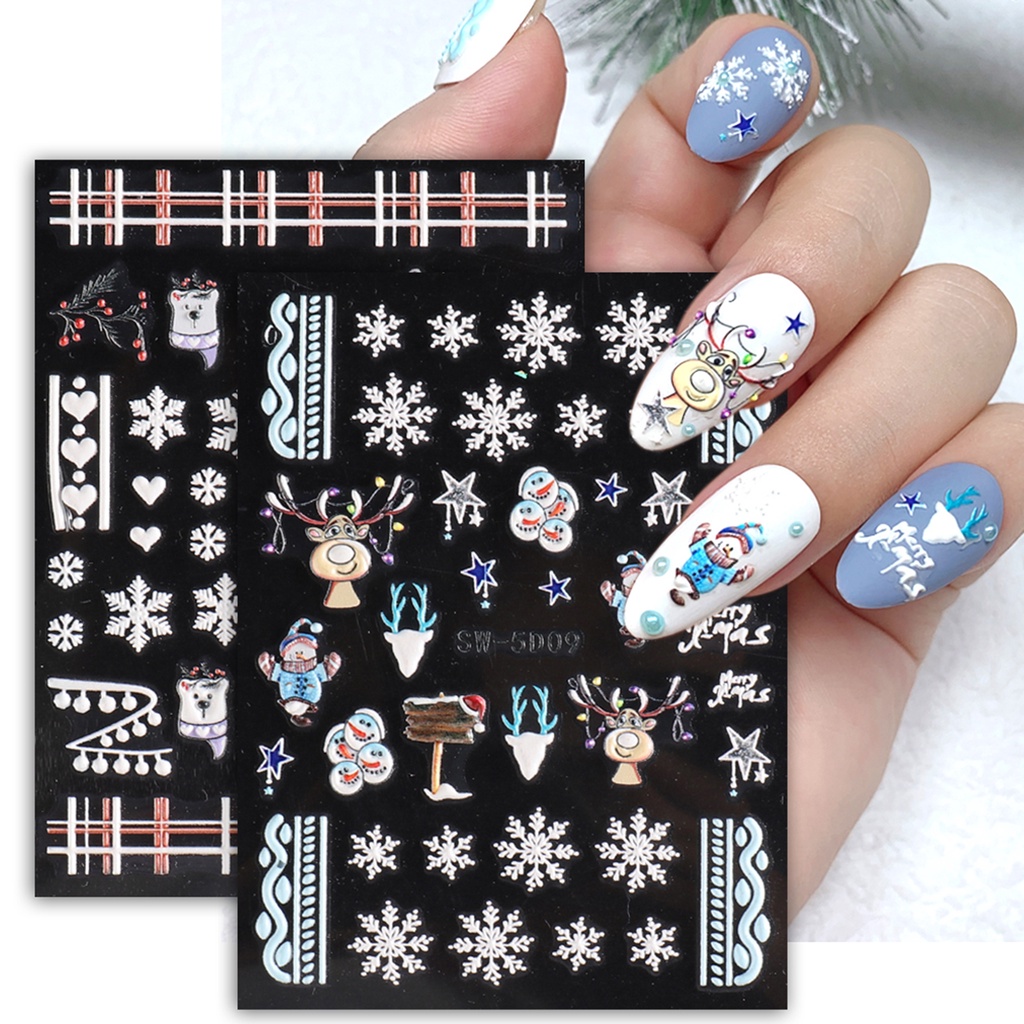 Providence Stiker Kuku Tema Natal Untuk Nail Art DIY