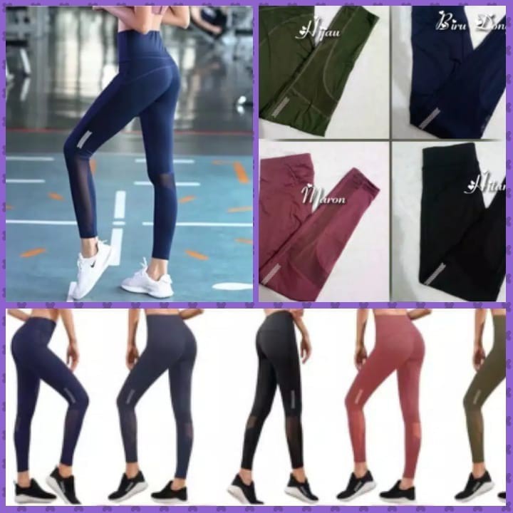 Legging Impor Senam Olahraga Model Jaring Bawah / Celana Panjang Sport Gym Yoga Jogging WSM 1799