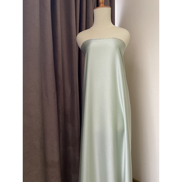 Bahan Satin Saten Maxmara Silk Lux Premium Meteran Mewah Warna Hijau Mint Min