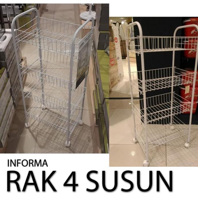 RAK 4 TINGKAT RAK SERBAGUNA RAK 4 SUSUN INFORMA KERANJANG BUAH BERODA TERLENGKAP