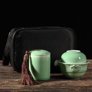 Longquan Celadon Portable Kung Fu Tea Set  A Pot Of Two Teacup