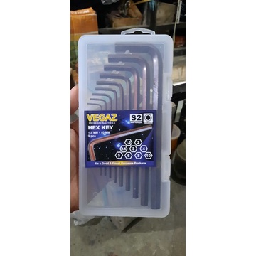 Kunci L set Panjang Hitam Vegaz 9pcs