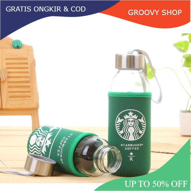 BOTOL MINUM STARBUCKS + SARUNG POUCH CANTIK STARBUCK MY BOTTLE TRAVELLING JUICE TEH KOPI COFFEE