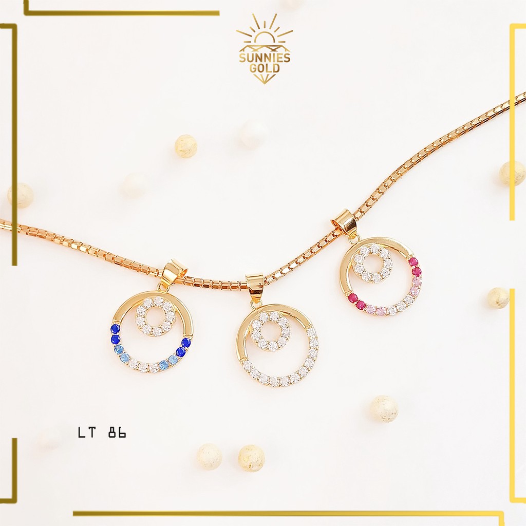 LIONTIN EMAS ASLI KADAR 300 DAN 375 BULAT SIMPEL KASUAL DOUBLE LAYER ELEGAN 1 SET KALUNG ITALY - LT 