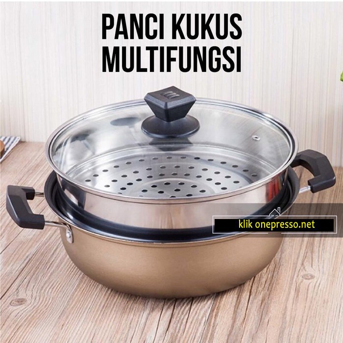 Panci 28cm kukus WARNA 2 susun stainless