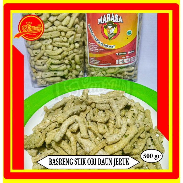 Aneka cemilan makanan ringan Sotong goreng pedas/original, Basreng stik pedas/original, seblak ceker 500gr-Basreng stik ori
