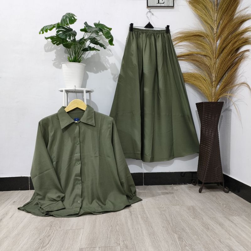 FL96B Naura Set/Stelan Rok bahan syakilah/ One Set Rok