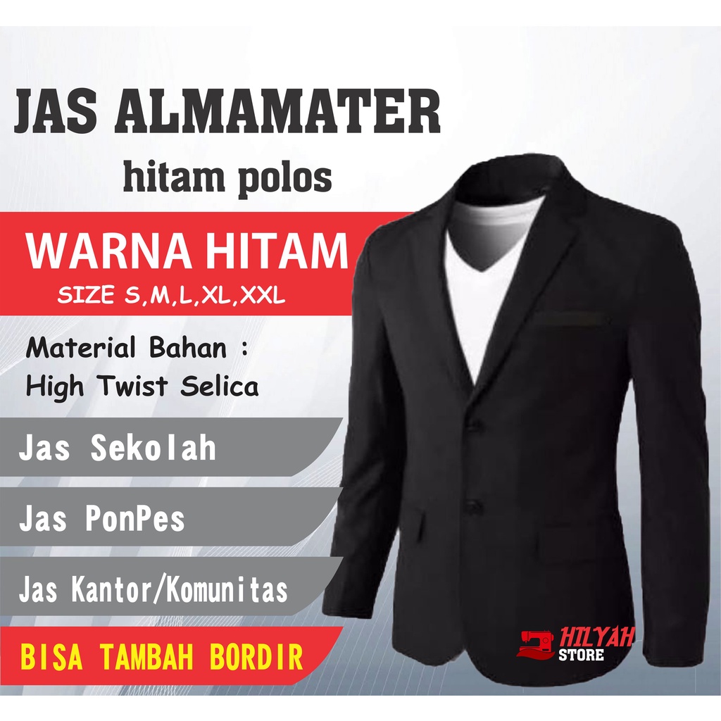 Jas HITAM polos Blazer Pria Hitam kancing 2 Slimfit Formal Premium / Jas pria / Blazer pria / Jas fo