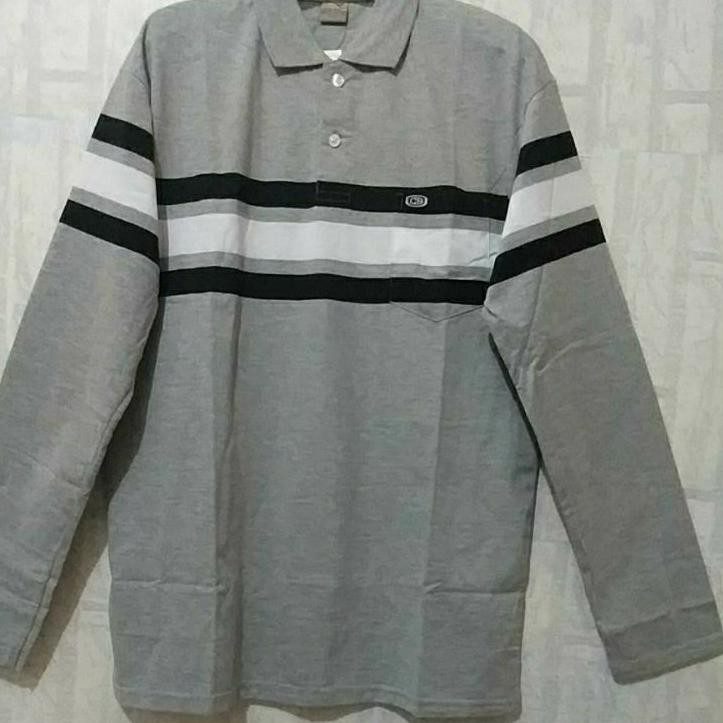 Muraaaahh.. Baju kaos krah kerah lengan tangan panjang cowo laki pria orang tua katun kantong kaos p