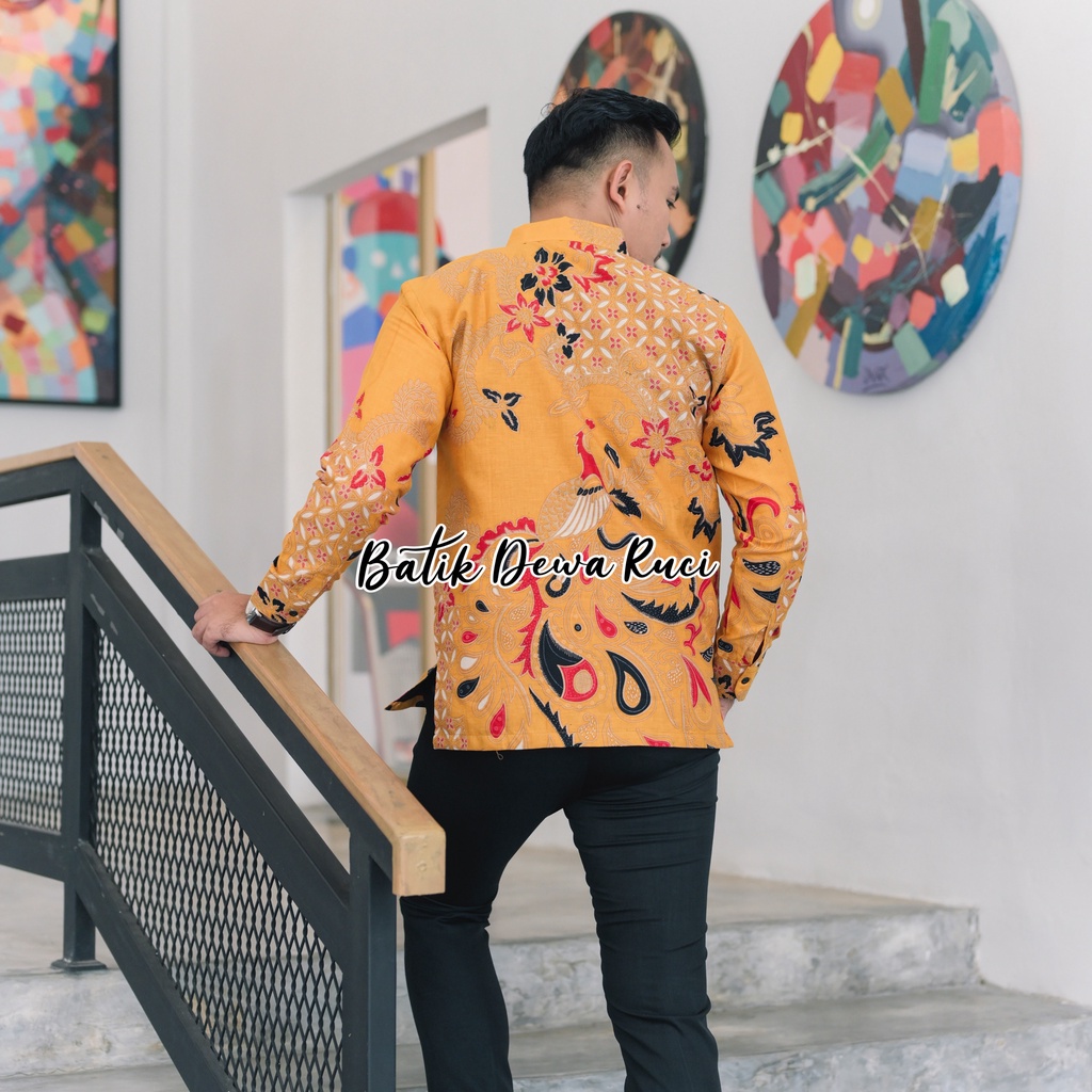 Batik Pria MERAK KUNING Full Furing Bahan Katun Halus High Quality