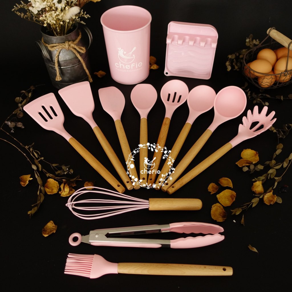 Chefio Sodet Set Silikon isi 13pcs / SpatulaTahan Panas / Sutil Masak Tahan Panas