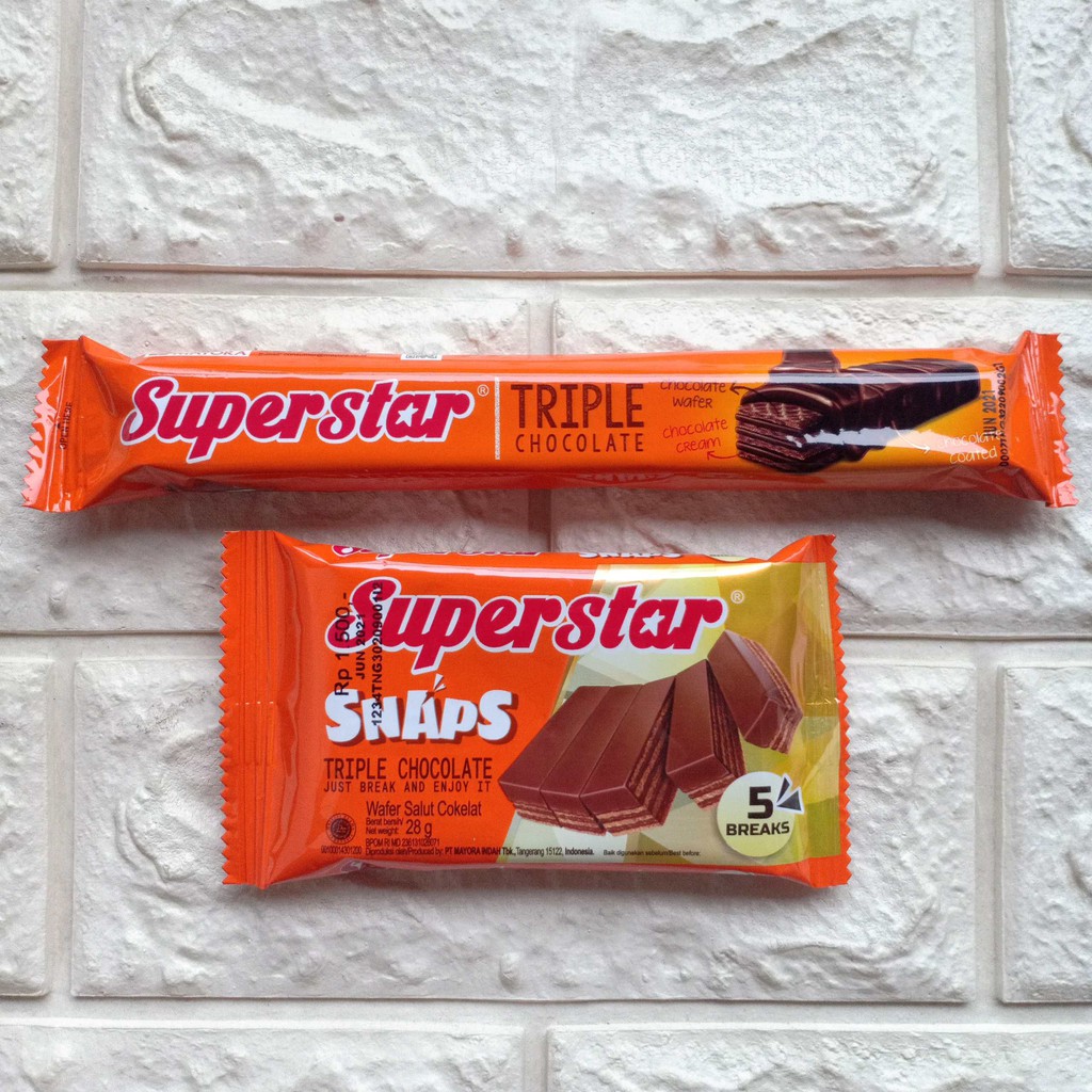 Wafer Superstar Super Star Snaps Snap Triple Chocolate Coklat Cokelat Cemilan Snack Makanan Ringan