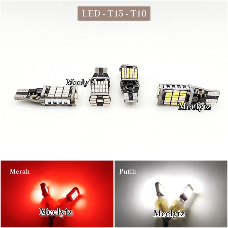 sepasang Lampu Led mundur T10 T15 45Led AC DC 12-24volt super terang