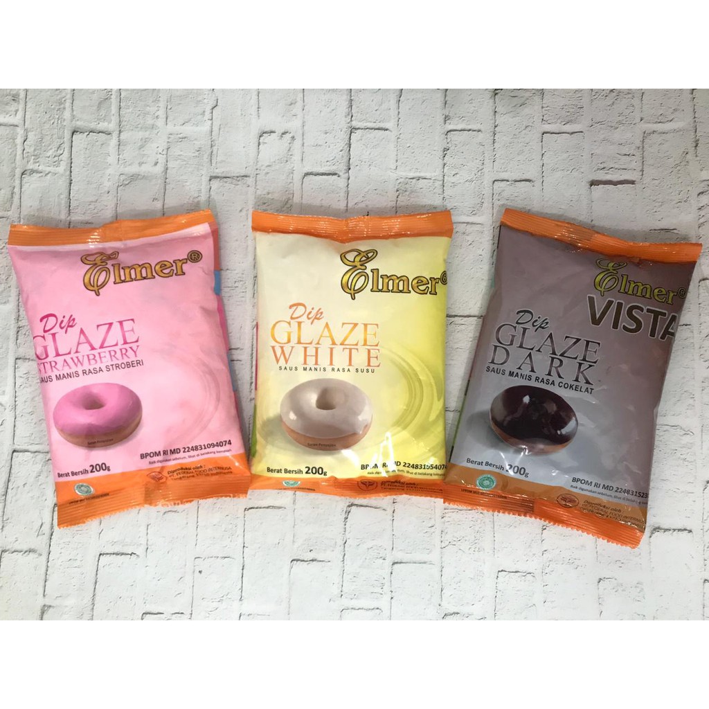 

Elmer Dip Glaze Toping Donat 200 Gram / Elmer Dip Glaze Celupan donat - Varian Rasa