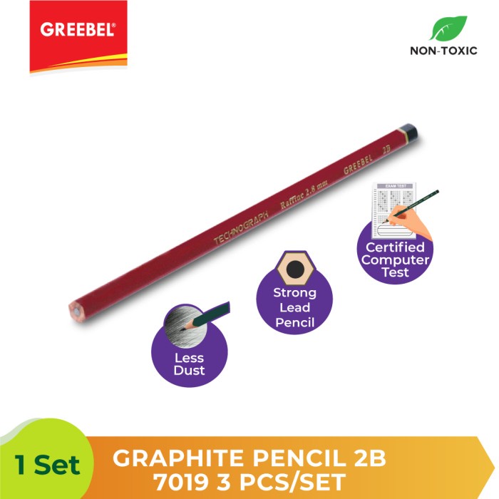 Pensil Graphite Technograph Raffine 2.8mm. Greebel 2B 7019 - 3pcs.