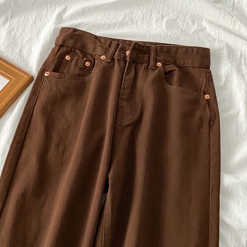 New Import Jeans Coklat Highwaist Wanita Loose cokat brown