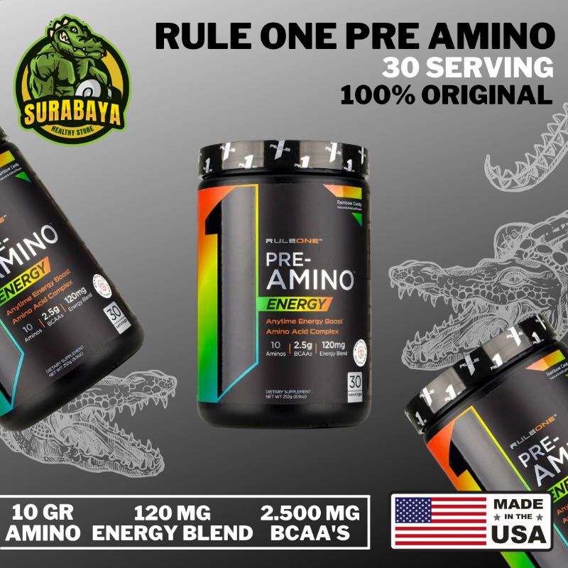 RULE 1 PRE AMINO 30 SERVING R1 RULE ONE RULE1 SUPLEMEN FITNESS RULE1 PREAMINO ON GYM BCAA PROTEIN ENERGY XTEND