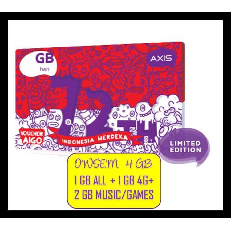 Voucher Axis AIGO OWSEM 4 GB (1 GB ALL + 1 GB 4G + 2 GB GAMES) BOOM SALE