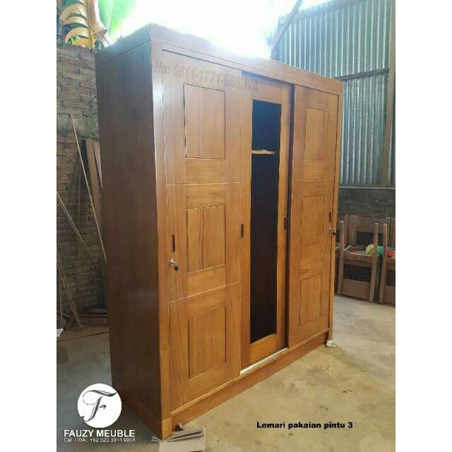 Lemari Pakaian Minimalis , Almari 3 Pintu , Lemari Jati Mebel Jepara