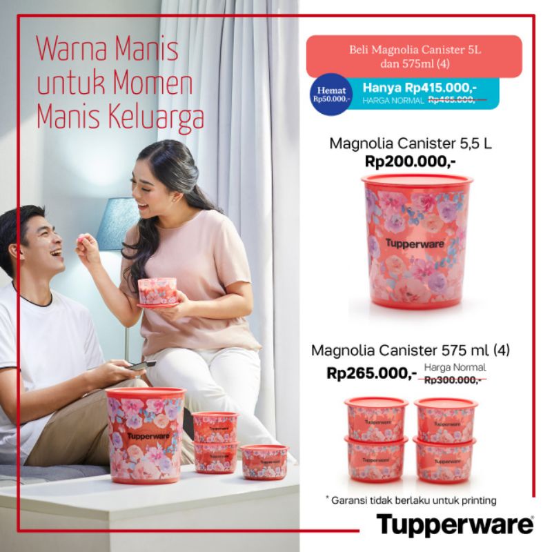 Tupperware Magnolia Cansiter (5pc) toples makanan