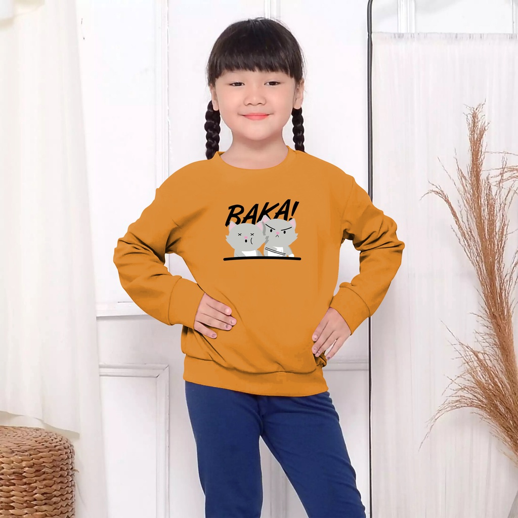 Baju Anak Cewek BAKA Umur 4-13 Tahun / Kaos Anak Cewek Lengan Panjang / sweater anak bahan babyterry