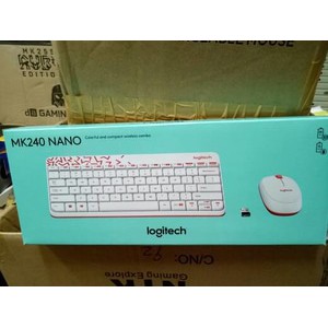 Logitech Wireless Keyboard &amp; Mouse MK240 Nano Putih