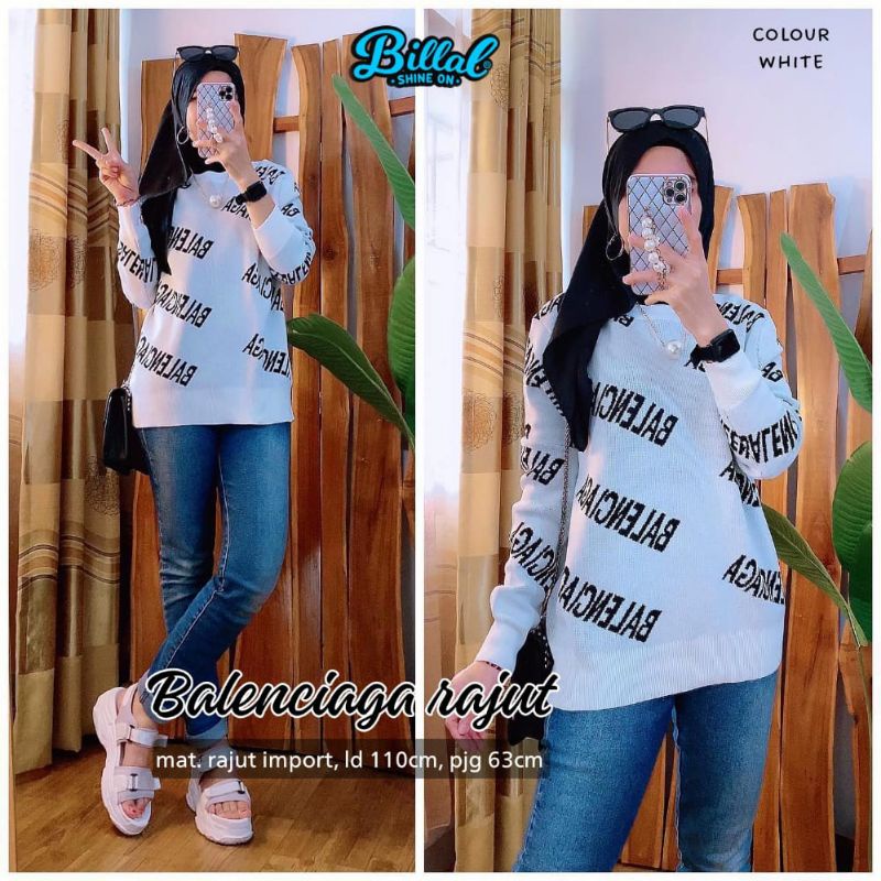 Balenciaga Rajut Wanita Kekinian Rajut Terbaru Rajut Import Premium Rajut Bahan Halus High Quality B