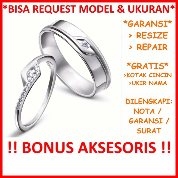 Bisa Pesan Model Gratis Ukir Nama Garansi Silver Asli Cincin Kawin Couple Perak Tunangan Nikah Id6