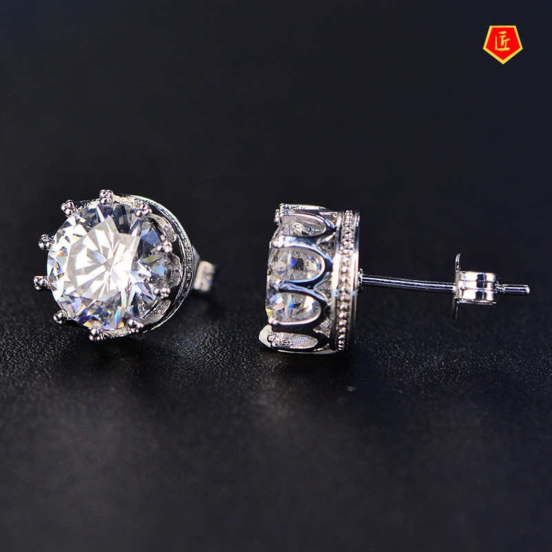 [Ready Stock]Simple 1 Karat Moissanite Crown Stud Earring