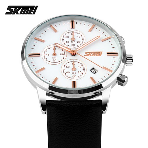 Jam Tangan Pria Analog SKMEI 9103 White Dail Black Water