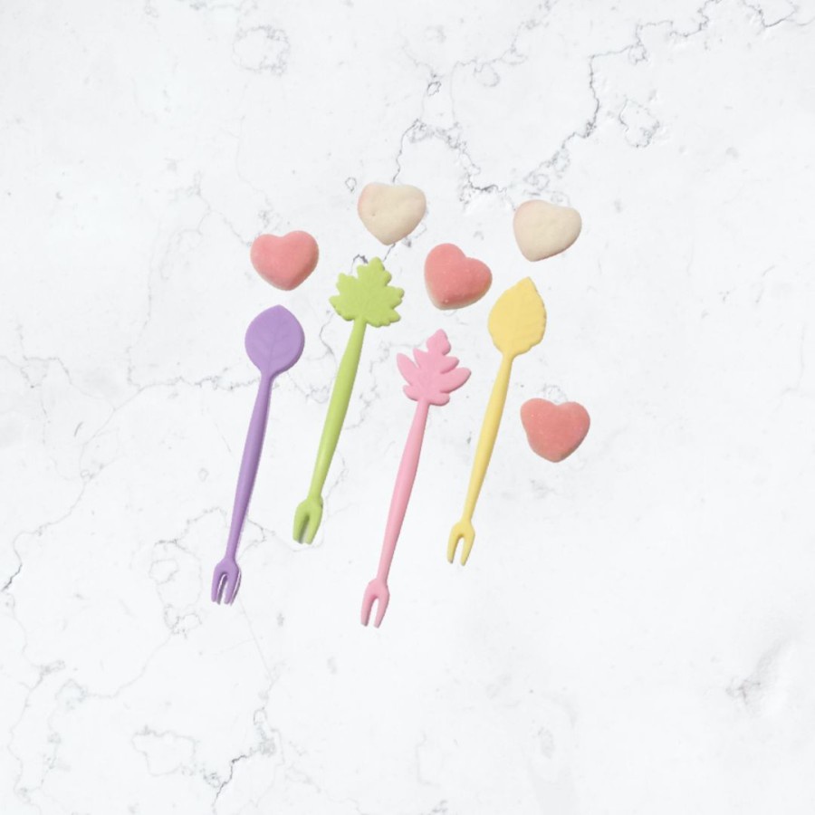 GARPU PLASTIK Cake Puding Unik Bentuk Daun Isi 16 PCS / Tusukan Buah-2