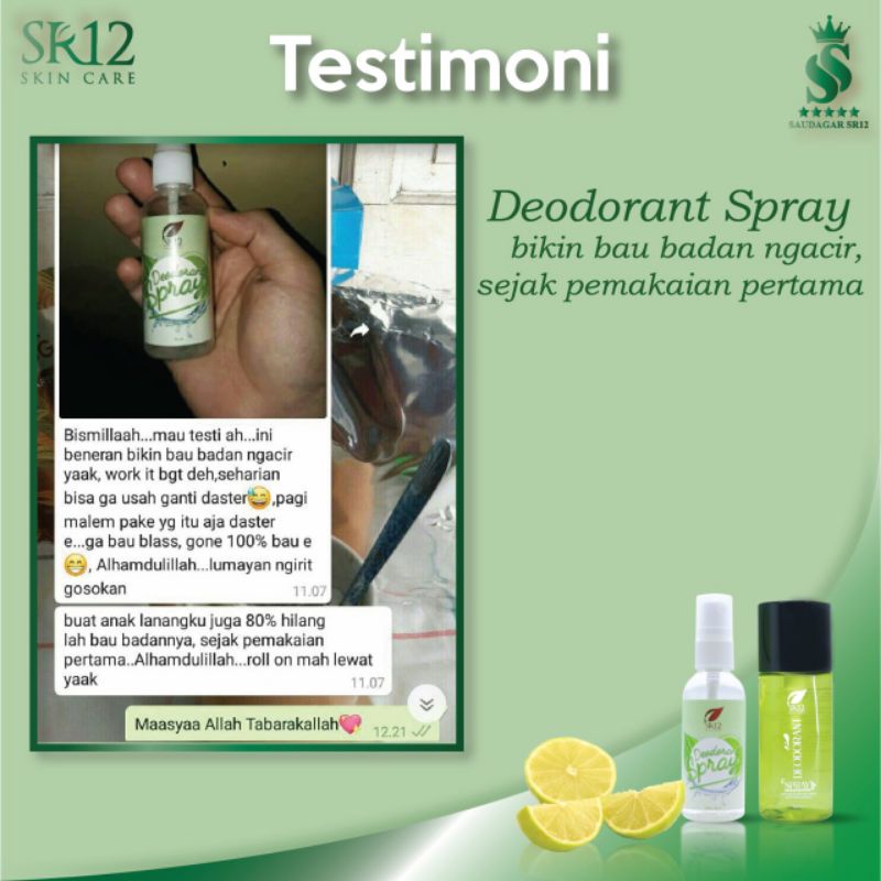 VIRAL ! Deodorant Spray SR12 PREMIUM Tawas cair SR12 Herbal SKINCARE Ampuh atasi Bau Badan Keringat Berlebih- Deodorant Herbal SR12 / Penghilang Bau Ketiak / Deodoran Tawas Mencerahkan Ketiak