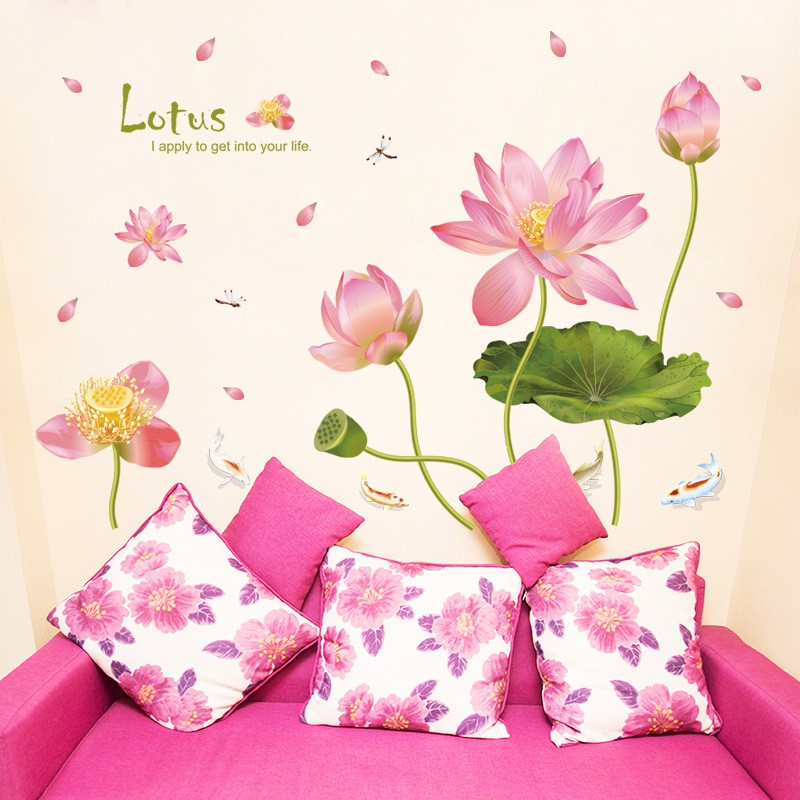 Reliza Wall Sticker Bunga Lotus Flowers Stiker Dinding LDR